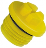O-Ring Gewindestopfen HDPE gelb BSP D (mm)= 27-0 H (mm)= 21-9 h1 (mm)= 13-5 S (mm)= 15-0 Gewindegroesse d 1/2inchx14