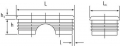 Rechteckeinsaetze mit zentraler oeffnung Dunkelgrau 15.5 4.5 2x1 50.4x25.4 -