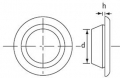 Karosseriestopfen Thermoplastisches Gummi (TPG). schwarz Plattenbohrungsgroesse D Plattendicke h D (mm) 38.5 d1 (mm) 28.5 d2 (mm) 25 h (mm) 0.8 H (mm) 4.6 0 SR 1750 PVC h1 (mm) h2 (mm)