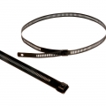 Beschichtung Polyester schwarz Edelstahl-Strichleiter-Kabelbinder Length (mm)= 450 Max Cable Bundle Dia. (mm)= 110 Width (mm)= 7