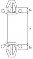 Doppelsperr-Abstandshalter Nylon PA6.6 - natur Gehaeusebefestigungsbohrung (mm)= 4 h (mm)= 10.4 h1 (mm)= 2.1 h2 (mm)= 3.5 PCB Befestigungsbohrung (mm)= 4