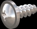 screw for plastic: Screw STS-plus KN6031 2x4.5 - H1 stainless-steel, A2 - 1.4567 Bright-pickled and passivated