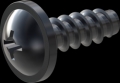 screw for plastic: Screw STS-plus KN6031 2.2x6 - H1 steel, hardened 10.9 Zinc-Nickel-plated,  baked, passivated black/ Cr-VI-free, sealed, 720 h until Fe-Corrosion