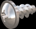 screw for plastic: Screw STS KN1031-Neu 4x8 - H2 stainless-steel, A2 - 1.4567 Bright-pickled and passivated