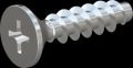 screw for plastic: Screw STS KN1033 2x8 - H1 steel, hardened 10.9 zinc-plated 5-7 ?m, baked, blue / transparent passivated
