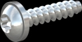 screw for plastic: Screw STS-plus KN6038 1.4x6 - T5 steel, hardened 10.9 zinc-plated 5-7 ?m, baked, blue / transparent passivated