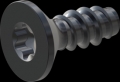 screw for plastic: Screw STS-plus KN6041 3x8 - T10 steel, hardened 10.9 Zinc-Nickel-plated,  baked, passivated black/ Cr-VI-free, sealed, 720 h until Fe-Corrosion
