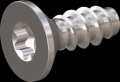 screw for plastic: Screw STS-plus KN6041 3x8 - T10 stainless-steel, A2 - 1.4567 Bright-pickled and passivated
