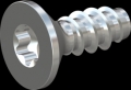 screw for plastic: Screw STS-plus KN6041 3x8 - T10 steel, hardened 10.9 zinc-plated 5-7 ?m, baked, blue / transparent passivated